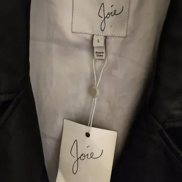 NWT Joie Black Leather Moto Jacket Lambskin Cropped Puff 3/4 Sleeve Biker Jacket - Picture 10 of 16